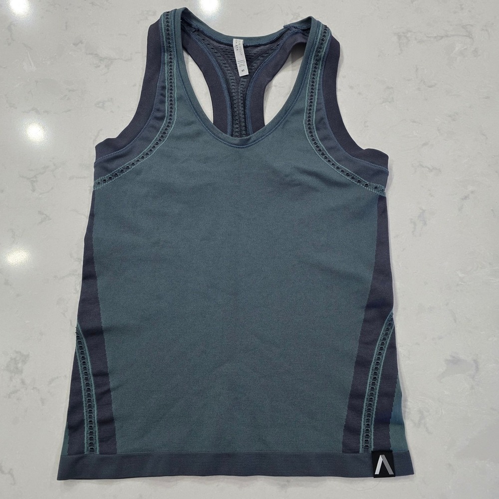 Athleta Allyson Felix Legend Tank XS Teal Navy Mesh Racerback Athletic